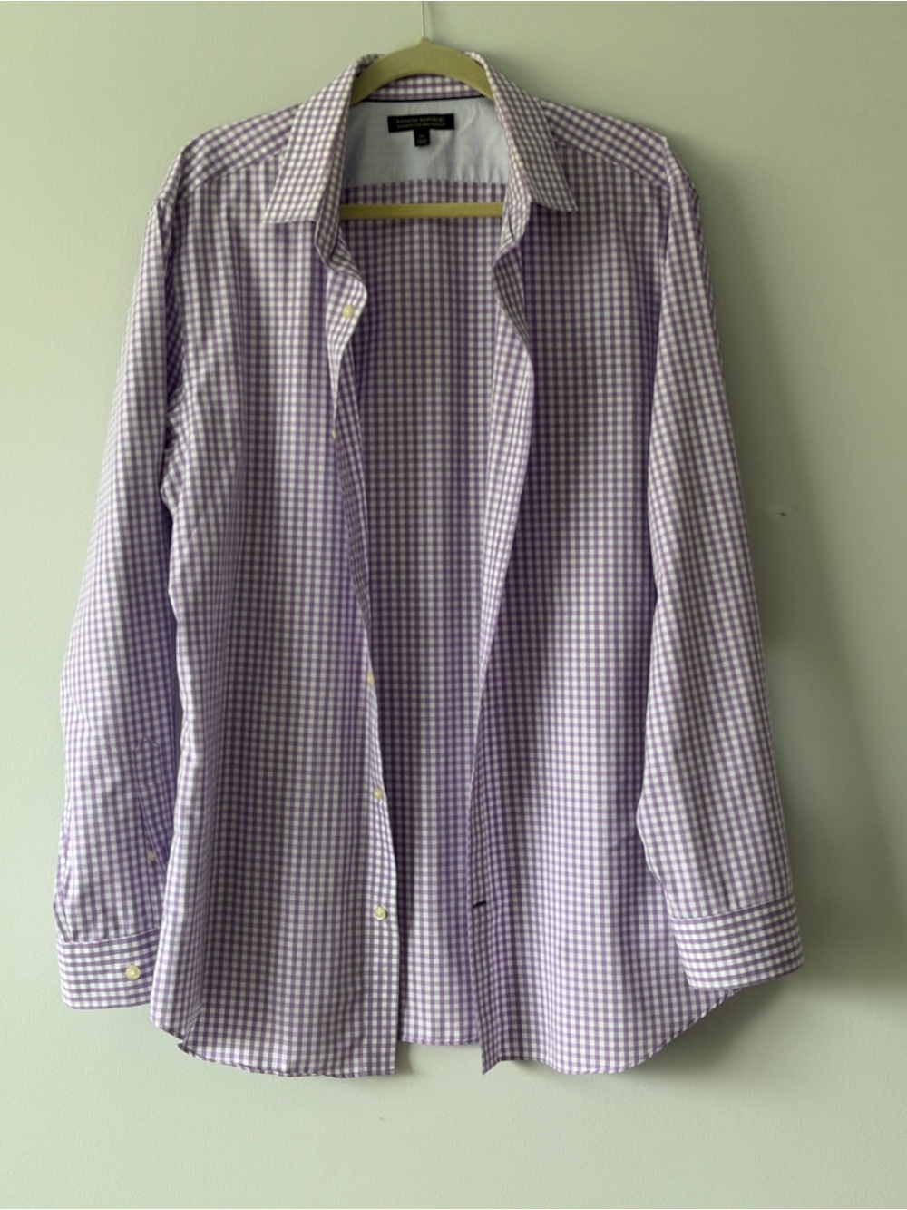 Banana Republic Men's Lavender Gingham Dress Shirt - Purple/White